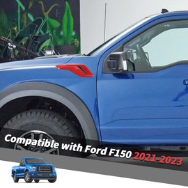 Jimen Compatible with Ford F150 Raptor 2021-2024, 2PCS Fender Vents Cover Trim (Red)