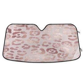 Leopard Print Cheetah Rose Gold Car Windshield Sun Shade UV Rays Sun Visor Protector Foldable, Keep Vehicle Cool Protect Car from Sun Heat Glare Best UV Ray, Add Your Image