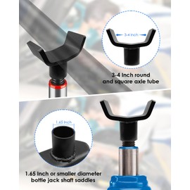 12 tons Bottle Jack Axle Saddle Adapter Lifting Saddle for 3-4 Inch Round and Square Axle Tube, 1.65 Inch Smaller Diameter Bottle Jack Shaft Saddles
