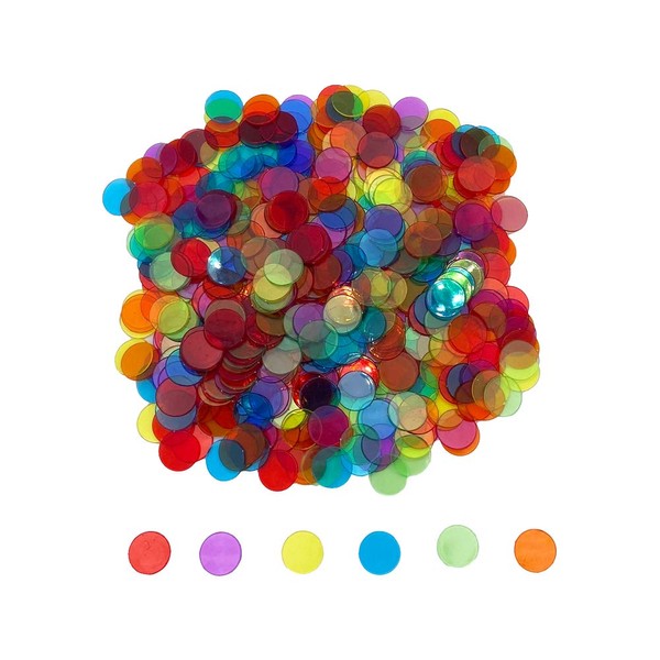JUNWRROW JUNWRROW 500 Pieces 3/4 inch Transparent 6 Color Bingo