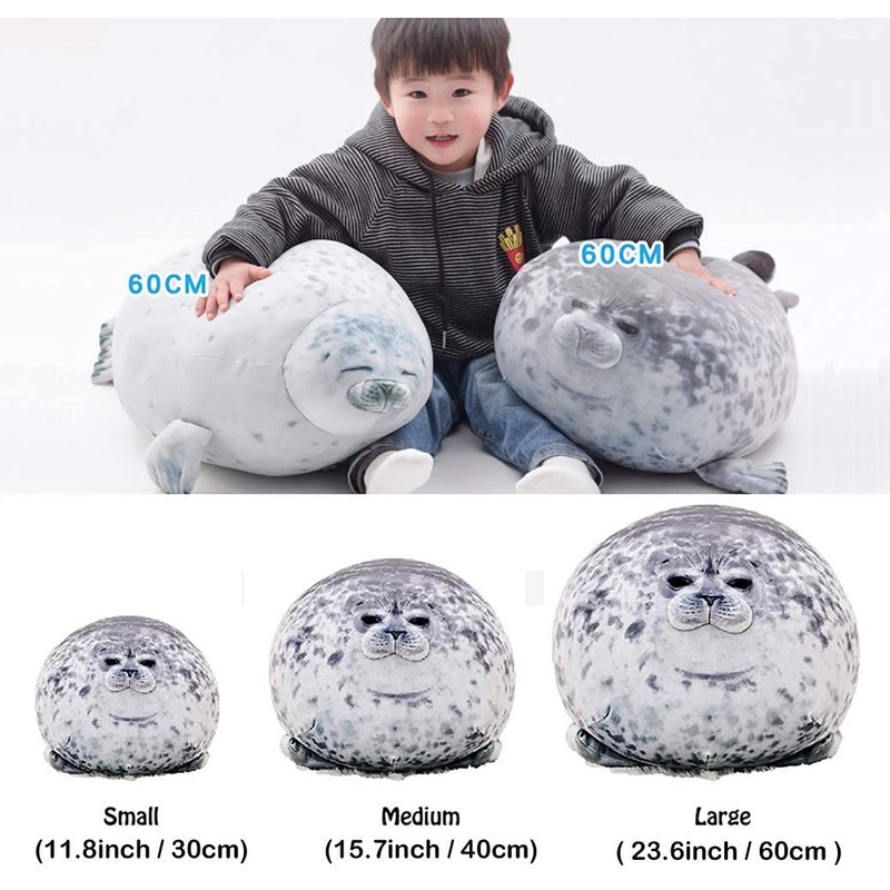 RUNYA Blob Seal Pillow Cute Chubby Seal Plush Toy Stuffed