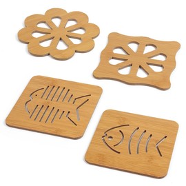 Wooden Coasters 4 Pcs Wood Coasters with Non-Slip Foam Pads Anti-Scratch Insulation Coasters for Dining Tables Coffee Tables Office Desks