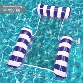 Pool Seat Floating Hammock, Water Hammock Toys Air Mattress Pool Chair Water Seat Pool Hammock Lying Mat for Adults Children (Dark Blue)