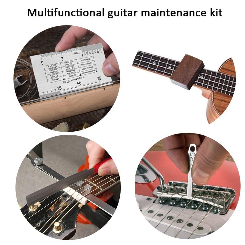 72PCS Guitar Tool Kit，Professional Guitar Repairing Maintenance Tool Kit with