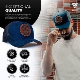 Urban Effort - Gorra de malla trasera para hombres y mujeres, gorra de béisbol de 5 paneles, gran cierre para caza y senderismo, Azul, Small