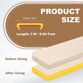 PATIKIL 3/8 Inch x 10 Feet U Shape Edge Banding, TPE Rubber Edge Trim Self Adhesive Veneer Edging Trim for Veneer Furniture Cabinets Shelves Table, Yellow