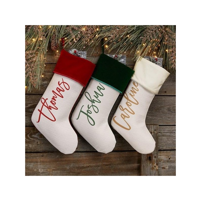 Personalization Universe Scripty Name Plush Velvet Christmas Stocking - Customizable