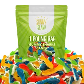 Gummy Sharks Candy | 1-Pound Bag | Assorted Flavors - Blue Raspberry, Lemon, Lime, Cherry