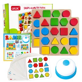 TAETOE Educational Toys, Shapes, Matching Blocks, Children's Puzzle, Game, Wooden, Montessori Toy, Shape and Color Recognition, Brain Training, Elderly People, Nerve Awareness Prevention, Dementia Board Game, Elementary School Students, Birthday, Present