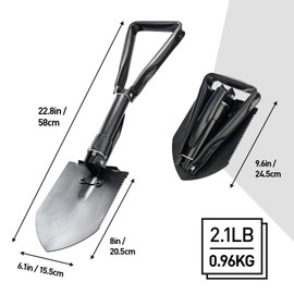Folding Shovel 58 cm Outdoor German Army Original Folding Shovel Camping Shovel with Compass