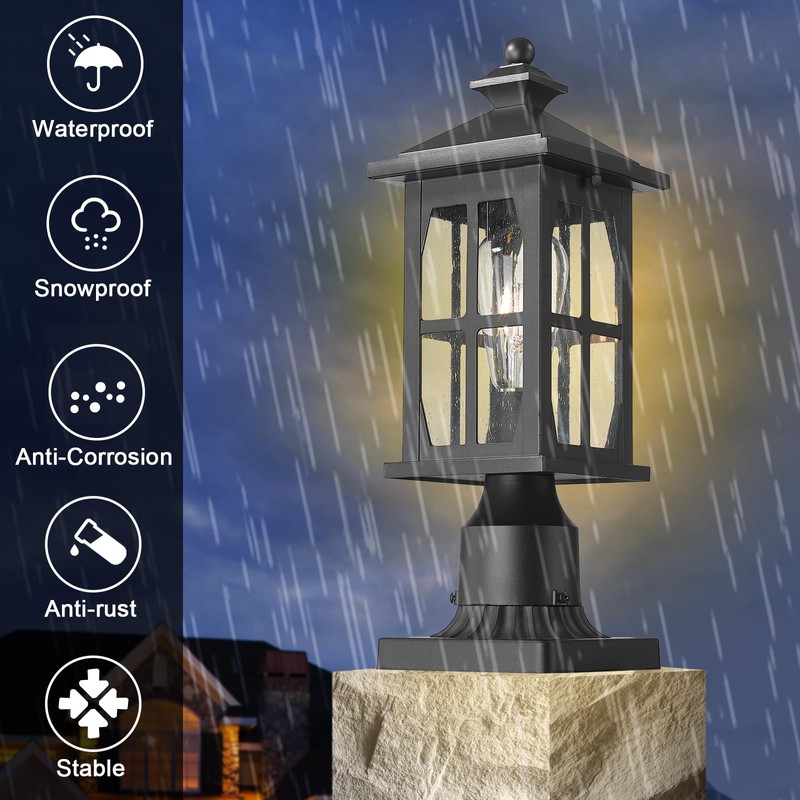 Darkaway Outdoor Post Lights, Exterior Post Lantern Lamp Waterproof Aluminum