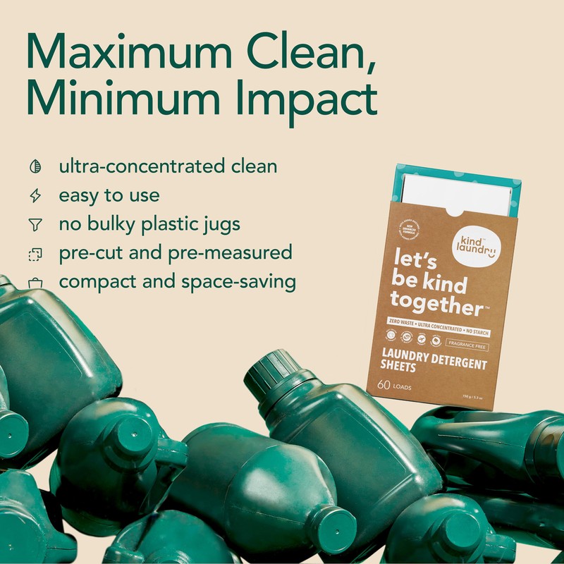 Kind Laundry Detergent Sheets with Powerful Stain-Fighting Enzymes - Biodegradable