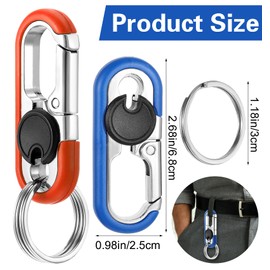 Set of 3 carabiner keys, key rings with carabiner, stainless zinc alloy, waterproof and durable, perfect for men and women to use as a car key