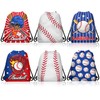 12 Pieces Baseball Themed Drawstring Non-Woven Bags, 3 Designs Sports