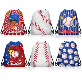 12 Pieces Baseball Themed Drawstring Non-Woven Bags, 3 Designs Sports Drawstring Bag Organizer Great for Travel, Fitness and Daily Use