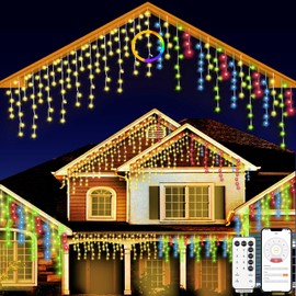 SOSHOT Christmas String Lights Outdoor - 131Ft/40M 1680 LED 8 Modes with Remote Control and App Waterproof Christmas Lights for Patio Yard Garden Wedding Party-Warm White to Multicolor
