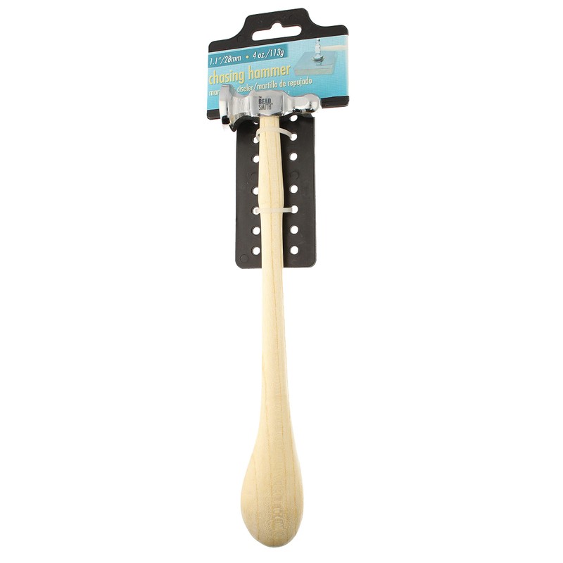 The Beadsmith Two-Sided Chasing Hammer - 10.75 Inches Wooden Handle,