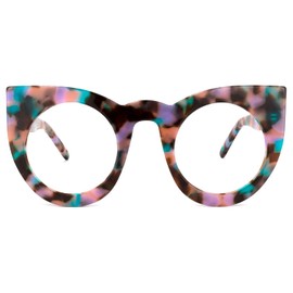 Zeelool Readers Vintage Oversized Thick Cat Eye Reading Glasses for Women with Standard Anti-Reflective Coating Ophelia VFP0290 (VFP0290-07 Floral, 1.50)