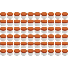 60 Ointment Jar Containers Cream/Ointment Kruke Flat 35ml Capacity with Orange Coloured Lids – Made in Germany