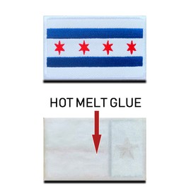 Zcketo 2 Pieces Chicago City Flag Embroidered Iron On Sew On USA American Illinois State Chicago Decorative Iron on Appliques Patch for Clothes Jeans Jersey Team Working Uniform