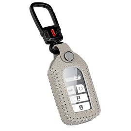 YONUFI for Honda Key Fob Cover Case Leather Car Key Fob Holder for Honda Civic Accord CRV Odyssey Ridgeline Pilot Clarity HRV (Gray)