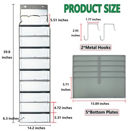 Hobekoee Hanging Yarn Storage,Large Capacity Clear Door Hanging Yarn Storage Organizer with 5 Yarn Balls Pockets ＆ 3 Top Crochet Knitting Needles Pockets,Hanging Closet Yarn Storage,Save Space