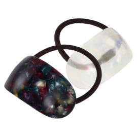 Outanaya 2pcs Curved U-shaped Elastic Hair Ties for Women Stylish Acetate Ponytail Holders Grip Effortless Elegance for All Hair Types Colorful White and Glazed Color