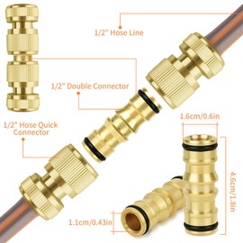 flintronic 4PCS Brass Double Male Hose Connectors, 1/2" double male hose-End Connector, hose end Connector Extender, for Join Garden Hoses Pipe Tube and Irrigation System
