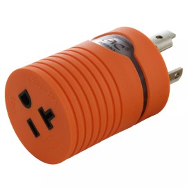 AC WORKS® 30A 125V NEMA L5-30 Male Plug to 20A 125V NEMA 5-20 Female Connector Adapter