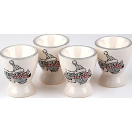 BWG Set Of 4 Winter Owl Egg Cups - Christmas Theme