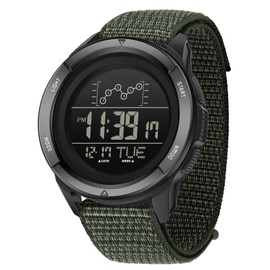 Men's Military Command Sports Watch Breathable Calendar Alarm Stopwatch Pedometer Digital Watch Waterproof 50ATM Dial, Verte