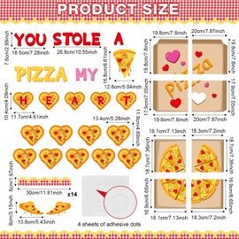 Epakh 44 Pcs Valentine's Day Bulletin Board Pizza Theme Classroom Decoration Valentine's Day Pizza Paper Cutouts Heart Wall Decor for Birthday Wedding Anniversary Party Decor