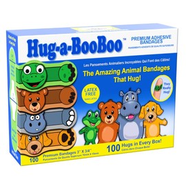 Super Fun Kids Bandages by Hug-a-BooBoo! The Amazing Animal Bandages That Hug! Children’s Favorite Stuffed Animal Designs – Hippo, Puppy, Teddy Bear & Frog! Family Bulk Pack Assortment -100ct Box