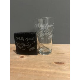 Philadelphia Eagles “Philly Special” Etched Pint Glass And Coaster Set -Handmade