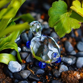 H&D HYALINE & DORA Blue Crystal Turtle Figurine Collection Paperweight Table Centerpiece Ornament