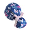 Ponytail Scrub Cap for Women – Navy Blue Butterfly Garden