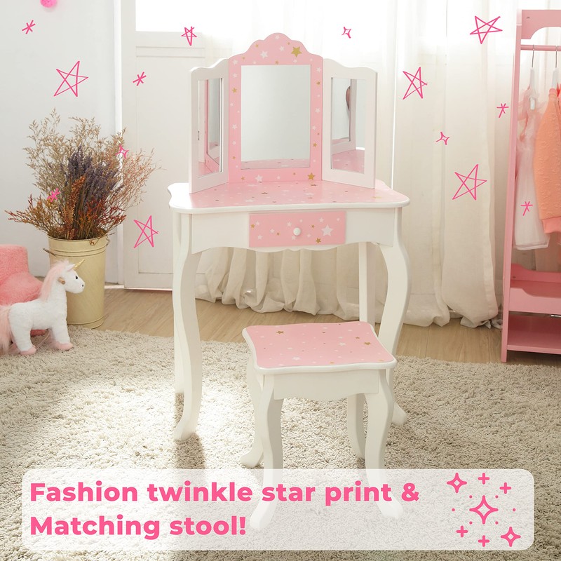Teamson Kids Princess Gisele Twinkle Star Print 2-Piece Kids Wooden