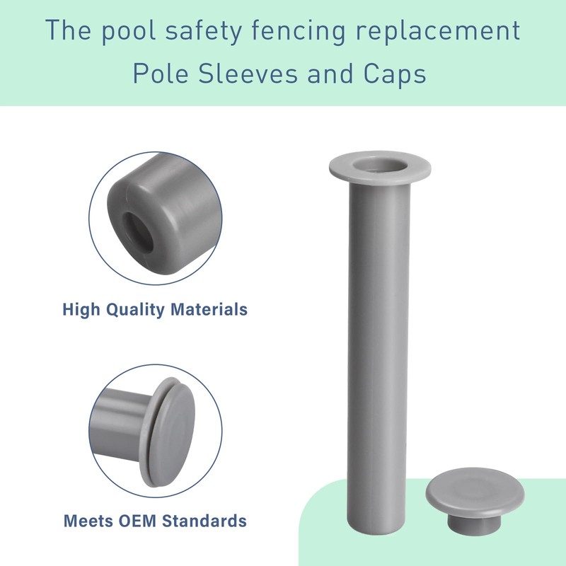 5 Pack Gray Sleeve and Cap Set for Pool Safety