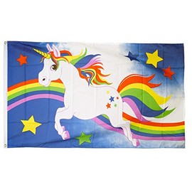 Flaggenfritze® Flag Unicorn Blue with Rainbow 90 x 150 cm