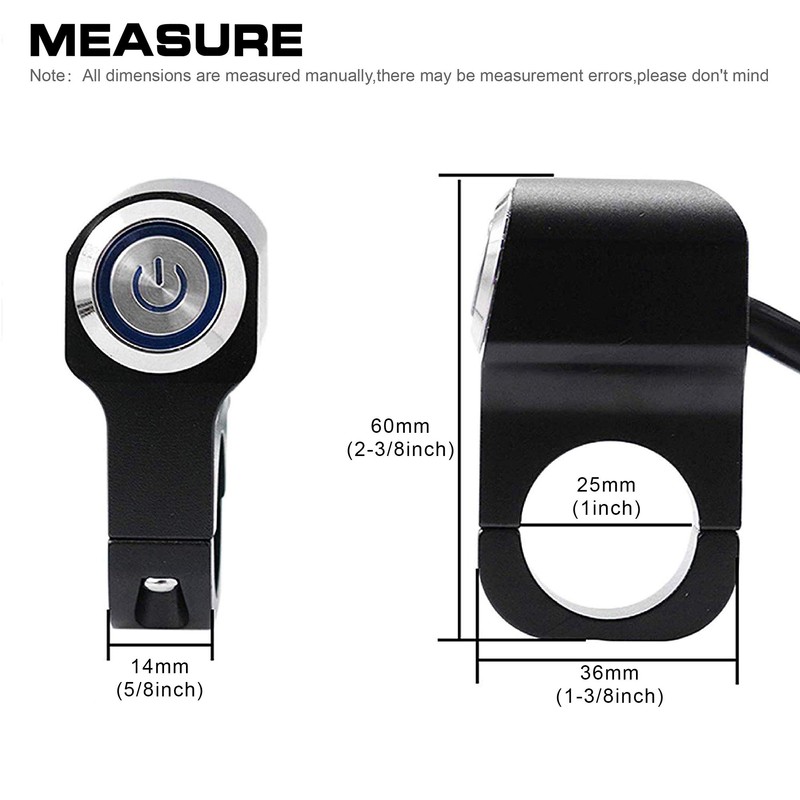 Universal 1" Motorcycle Handlebar Switch 12V 10A - CNC Aluminum