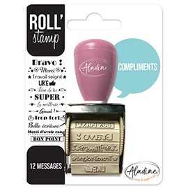 Aladine - Roll' Stamp Compliments - 12 Messages to Stamp Anywhere - Ideal for Bullet Journal, Scrapbooking 2159 Black