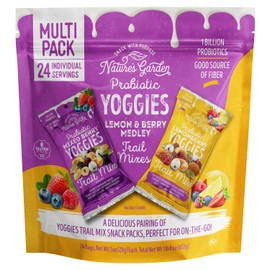 Nature's Garden Probiotic Yoggies Trail Mix Multipack, 24oz (Lemonberry 12x1oz + Mixed Berry 12x1oz) - Yogurt Covered Fruit & Nut Snack for Adults & Kids - High Fiber, Gluten-Free, No Artificial Flavors and Colors, Variety Pack