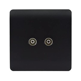 Trendi Artistic Modern 2 Gang TV Socket in Matt Black