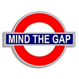 JR Studio 4x4 inch Tube Sign Shaped Mind The Gap Sticker (UK England Underground Logo) Vinyl Decal Sticker Car Waterproof Car Decal Bumper Sticker