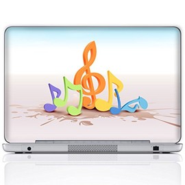 Meffort Inc 14 Inch Laptop Notebook Skin Sticker Cover Art Decal (Free Wrist pad) - Music Note