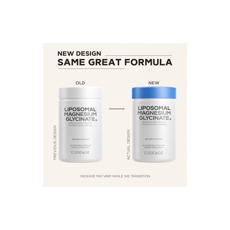 Codeage Suplemento de Glicinato de Magnesio Liposomal - Pastillas de