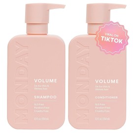 MONDAY HAIRCARE MONDAY HAIRCARE Volume Shampoo + Conditioner Set (2 Pack) 12oz Each for Thin, Fine, and Oily Hair, Made from Coconut Oil, Ginger Extract, & Vitamin E, 100% Recyclable Bottles