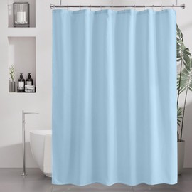 Amazer Baby Blue Shower Liner Cloth Waterproof, Soft Baby Blue Shower Curtain Liner Fabric with Weighted Stones, Washable Shower Curtain and Liner 2-in-1, 12 Grommet Holes, 72 x 72 Inches