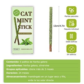 HYH 6 Palitos de Hierba Gatera, Juguete Gato Interactivo, Adecuados para Que los Gatos Alivian el Aburrimiento y se Limpian los Dientes