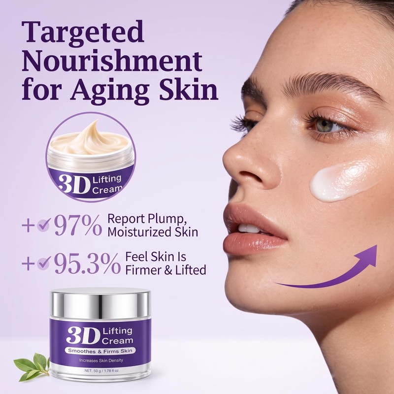 3D Lifting Night Cream with 17-Peptide for Wrinkles, 1.76 fl